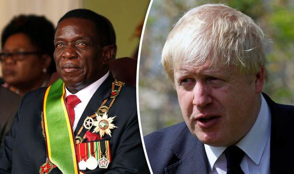 Zimbabwe President Emmerson Mnangagwa and British Foreign Secretary Boris Johnson (Image: Daily Express)