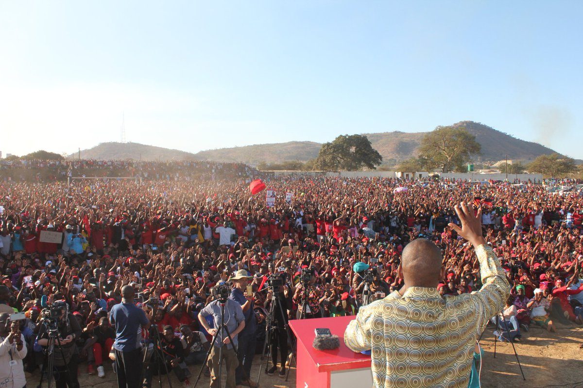 Huge support ... Nelson Chamisa has predicted victory for the MDC Alliance at a rally in Bindura